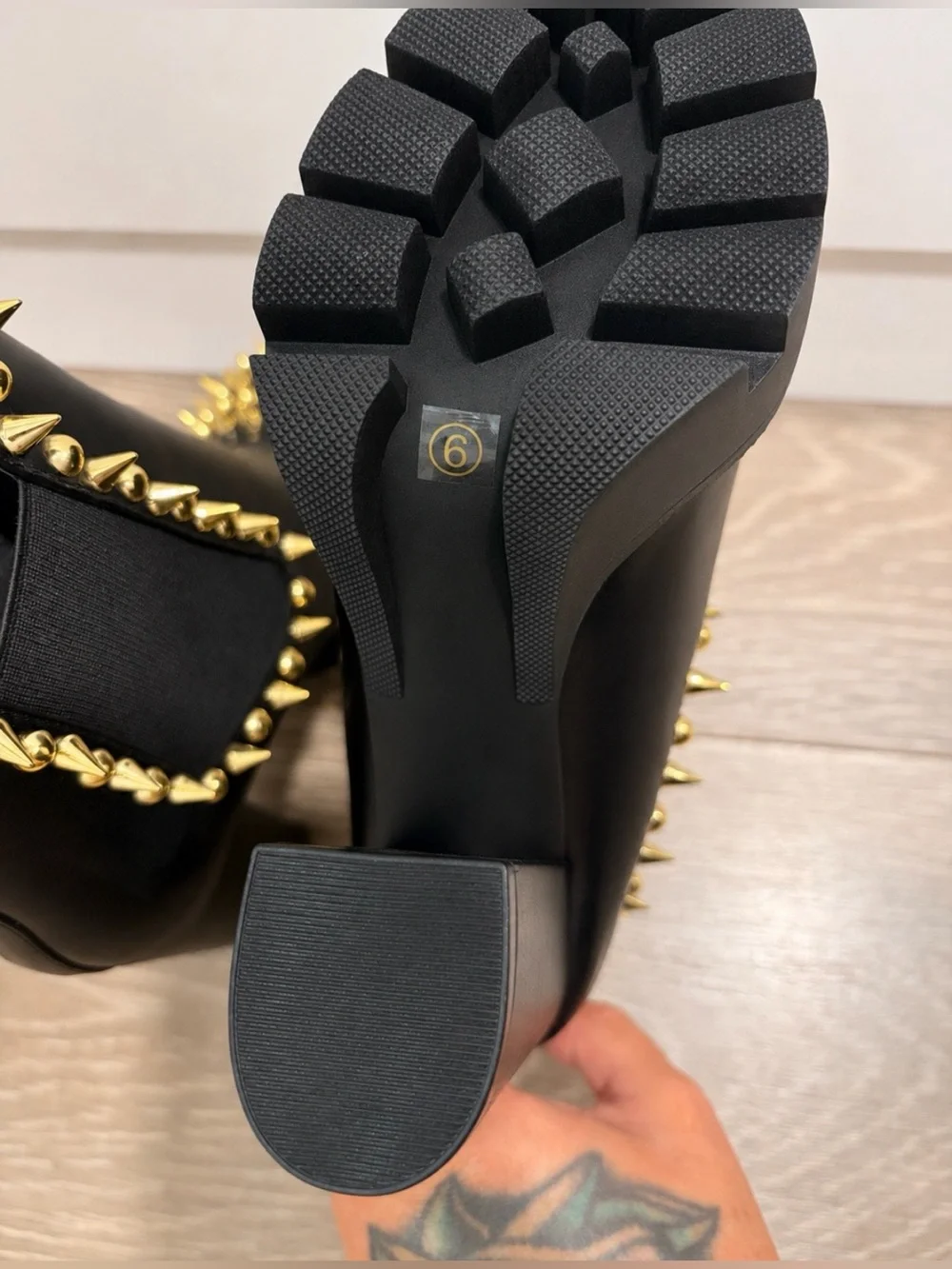 Black Platform Spike-Stud Chelsea Boots - Women's - Picture 5 of 5